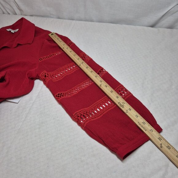 John Mark Tunic Top Women's  Size XL Cabana Wine Lace  Relaxed Fit Red (53) - Picture 9 of 14